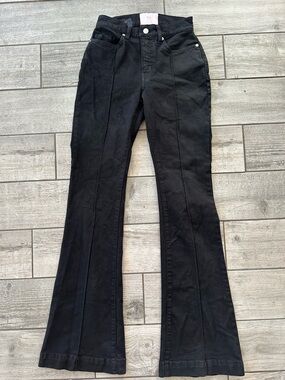 Revice Venus Jet Black Flare Jeans 25 Made in USA High Rise Stretch